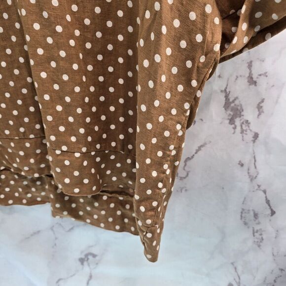 Lands Down Under Shirt Womens Large Brown Linen Spot Artsy To Wear Lagenlook - Picture 4 of 11